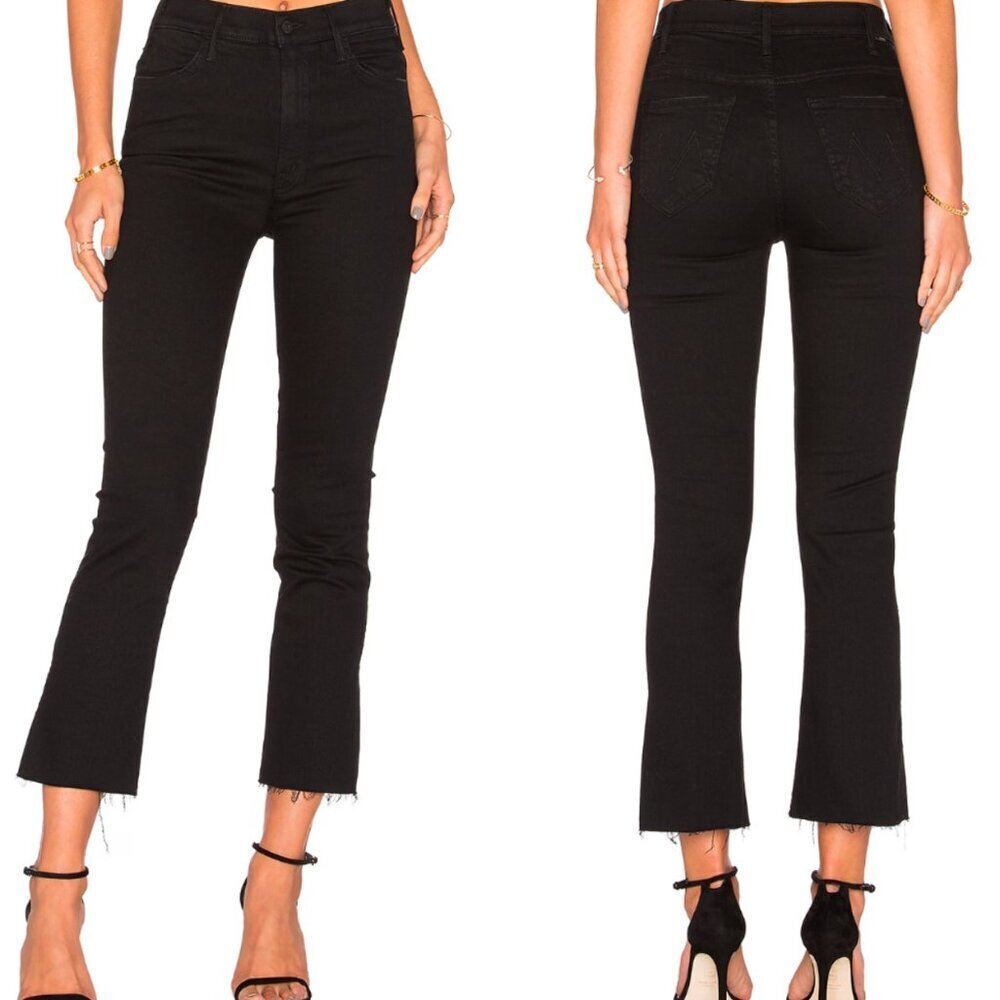 🦋 REVOLVE MOTHER The Hustler Ankle Fray Not Guilty Black Ankle Jeans 24